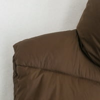 Ikevan ženski kaputi zimski usjeva prsluk lagani bez rukava topli odjećni vest podstavljen gilet vrhovi Brown 10