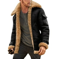 Muškarci plus veličina -Fur 'rever ovratnik dugih rukava kožna jakna Vintage stil zgušnjava kaput ovčje kašmirske jakne zimski kaput
