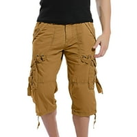 Muške hlače Teretne kratke hlače CALF-duljine multi džepove Solid Color Street Casual pantalone za muškarce
