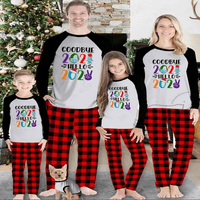 Fanvereka božićne roditelj-dijete pidžama iz crtanog i pisma Ispis majica s dugim rukavima + plaćene hlače