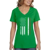 Xtrafly Odjeća Ženska zastava Shillelaghh Irska Irska djetelina SAD St. Patrickov dan V-izrez majica