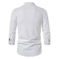 Odeerbi Muške Ljetne pamučne majice Pamučne košulje Casual bluza Dugih rukava Podrćava košulja košulja