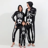 Usklađivanje obitelji Halloween Pajama setovi sjaji u tamnom kosturu s dugim rukavima PJS Loungewebye