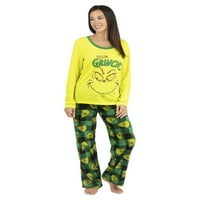 Dr. Seuss Grinch Porodični podudaranje ženskih pidžama, zelena - mama, veličina: m
