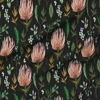 Tkanina od kašike - Protea, botanički, cvjetni, studijski, crni, veliki ljestvici, list, cvijet, ispisano