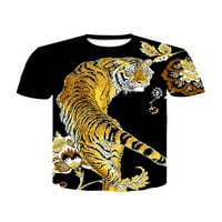 Rejlun Muška majica Ljetni vrhovi Tee majica Crew Crw Tiger tiskana bluza Kratki rukav Travel 1 Cvijet