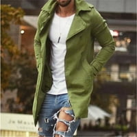 Ecqkame Trench kaput Muška čišćenje Muška pada i zimska moda i udobna casual puna boja Srednjovječni kaput zeleni XL