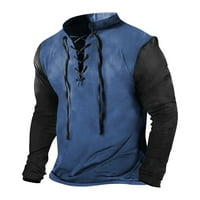 Modne marke Muške košulje s dugim rukavima Casual Solid pulover Henley opušteni fit pulover Novi dolasci Poklon podobni plavi 2xl