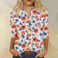 Umitay ženska nova dugmeta na ovratniku modni print Sedam rukava retro tiskana majica Slim Top casual