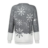 Veličina puls božićne duksere za žene snježne pahuljice pulover vrhova slatke grafičke zimske majice