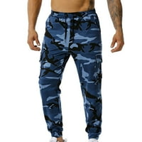 Todqot muške teretne pantalone - Ležerne tanke fit otporne na abraziju otporne na rastezanje više džepova jogger hlače tamno plavi xl