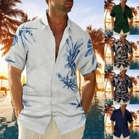 Muška kuća za odmor Havajska majica za tisak Casual gumba kratki rukav bluza na vrhu 3xl