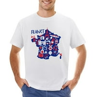 Mapa Francuska Francuska Znamenitosti Muška majica pamuk Ležerne prilike kratkih rukava Poklon Tee White 4xl