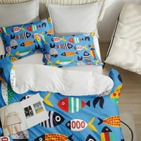 Prekrivač pokriva puna veličina, morskog oceana Vintage Ljeto posteljina sa zatvaračem sa zatvaračem za djecu i odrasle, mornar plavi zeleni kombilter sa jastukom s kratkim dijelom za dekor kreveta za spavaće sobe