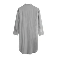 Robe za menmenov dugih rukava s dugim rukavima, majica sa čvrstom bojom, stilski noćno, muško bluza za muškarce Grey XL, AC6