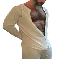 Muški casual jedno dug gumb Padžama dolje Loungewear Solid Thermal Union odijelo Seksi kuća za odmor