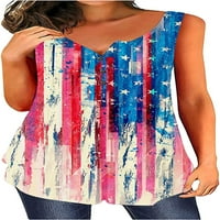 Dabuliu 4. jula Ženska tenka Vrhunska labava Fit American Flag Vintage Crewneck majica bez rukava patriotske