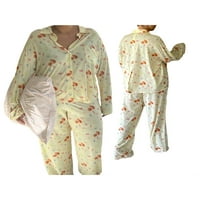 Gwiyeopda Womens Pidžama postavio je dugih rukava za spavanje jagoda za print noćne odjeće Mekani PJS