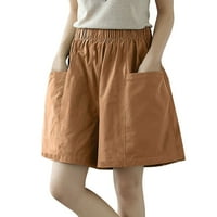 Twifer kratke hlače za žene Žene Ležerne prilike Bermuda Hlače Elastične struke pamučne kratke hlače sa džepovima dužine koljena