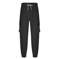 Cacommmark PI muške teretne haljine elastične strukske čišćenja Muški joggeri Sportske hlače Pamučne dugenske pantalone, duge pantalone crne boje