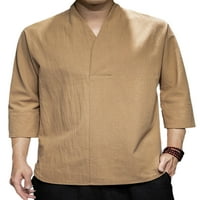 Bomotoo muškarci Čvrsta boja retro bluza Vintage majica Ljeto Comfy rukava za majicu rukav okrugli rub