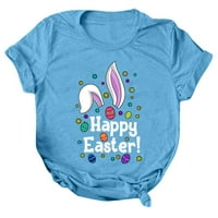 Ženske uskršnje košulje Rabbit Uskršnja jaja Grafički kratki rukav Smiješni majica Crew Crt Ret Ret