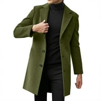 Yueulianxi Muškarci Slim Zima kaput rever ovratnik dugih rukava kožna jakna od vintage zgušnjavanja ovčje jakne