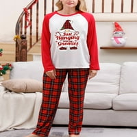 Eyicmarn Porodica koja odgovara božićnim pidžamama, slovo gnome šešir Ispis dugih rukava + kaidni pantalone