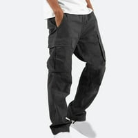 Muškarci Casual Multi - džepovi Labavi ravni teretni pantalone Vanjske pantalone Fitness pantalone L