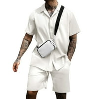 Hanas Fashion Muške setovi muške majice i kratkih rukava se postavljaju sportska odjeća za trenerke ljetne odjeće Muška znojnica pantnica bijela XL