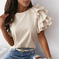 Amousa Fashion Ženski ljetni rufff kratki rukavi Okrugli vrat Ležerne prilike The Tee Thirs majice za žene