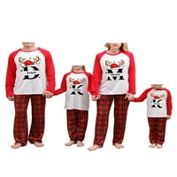 Božićna porodica koja odgovara pidžami setovi pisma šešir Print dugih rukava kaistirane hlače za spavanje