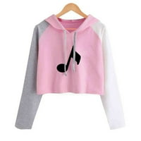Tenjio Womens Pad Clearance Dugi rukav Duks pulover Slatka ispis Blouza Colorblock dukseri