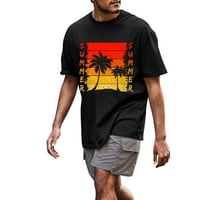 Majice za majice za muškarce Ljetni havajska plaža Lično pismo Ispiši okrugli vrat kratkih rukava crna