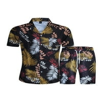 Avamo Muškarci Outfit Kratki rukav TrackSit Two majica Postavite mens Regular Fit Outfits Hawaii crni 2xl