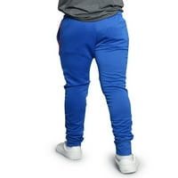 -Style SAD muške hip hop tanke fit staklene hlače - atletski jogger oštrica bungee dvostruki prugasti - kraljevski plavi - veliki