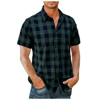 Muška košulja kratkih rukava s kratkim rukavima Classic Fit Ležerne prilike bez boraba dolje za provjerene košulje sa džepom