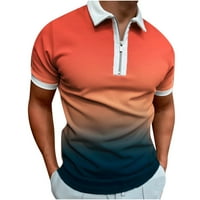 Muška majica s kratkim rukavima Zip Tie Dye Color Block Casual Slim Fit Pješačenje TOP TEE majice