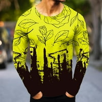 Muški dugi rukav T majice modni casual sportski apstraktni digitalni tisak okrugli vrat majica dugih rukava vrh