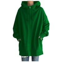 Zimski kaputi za žene Žene Dukseri Modni labavi solid u boji Srednja odjeća džepora Zipanje dugih rukava