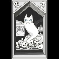 Ghost mačka Čuvar kriptene muške crne grafički tee - Dizajn od strane ljudi m
