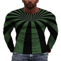 Prednjeg swalk muški casual prugasti vrhovi ispisa Spring Fall Dugim rukavima ulična odjeća 3D grafička majica Bluza Basic Okrugli vrhovi vrata