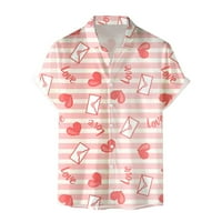 Muška košulja Muški stil za Valentinovo tiskani kratki rukav labav gumb Ležerna majica Crvena 3xl
