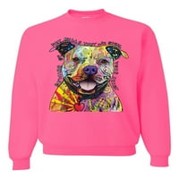 Divlji Bobby Pazite na Pit Bulls zaljubljenik za psa Unise Crewneck grafički džemper, neonski ružičasti, 3x-velik