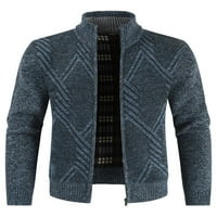 Muška zima topli pleteni Zip up kardigan džemper jakna casual dugih rukava zastoj ovratnika gornji kaput