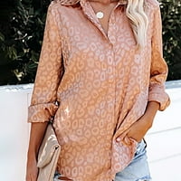 Dqueduo ženski vrhovi modni casual dugih rukava boja leopard tiskane majice na vrhu bluza plus veličine vrhova za žene na klirensu