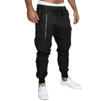 Pedort Muške meke posteljine hlače Joggers za muškarce Sportske hlače u srednjem struku Black, XL