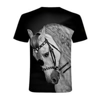 Ayolanni konj retro 3D ispis okruglog vrata muške i jesenska majica s kratkim rukavima