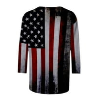 Lastsoso ženska modna tiskana majica Srednja rukava rukava okrugla vrata casual vrhova američka košulja