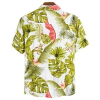 Muški etnički kratki rukav, Ležerne prilike, pamučna posteljina tiskara havajska bluza, zelena, xxxl